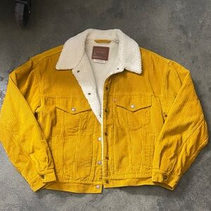 Corduroy Sherpa Truck Jacket - Mustard Yellow